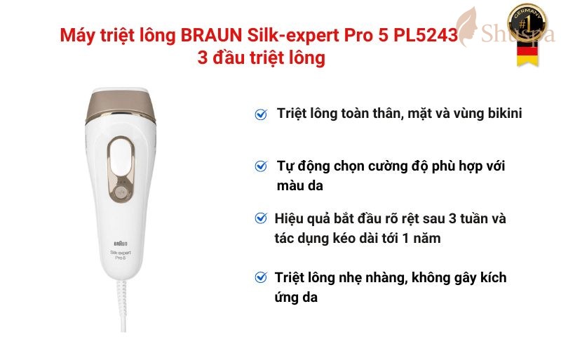 Braun Silk-expert Pro 5 là máy triệt lông mini dễ sử dụng và hiệu quả